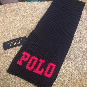 Polo by Ralph Lauren Kids Navy Blue Scarf with Pink Logo